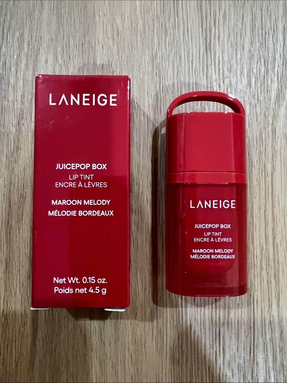 LANEIGE Juicepop Box Lip Tint — Maroon Melody (Red)